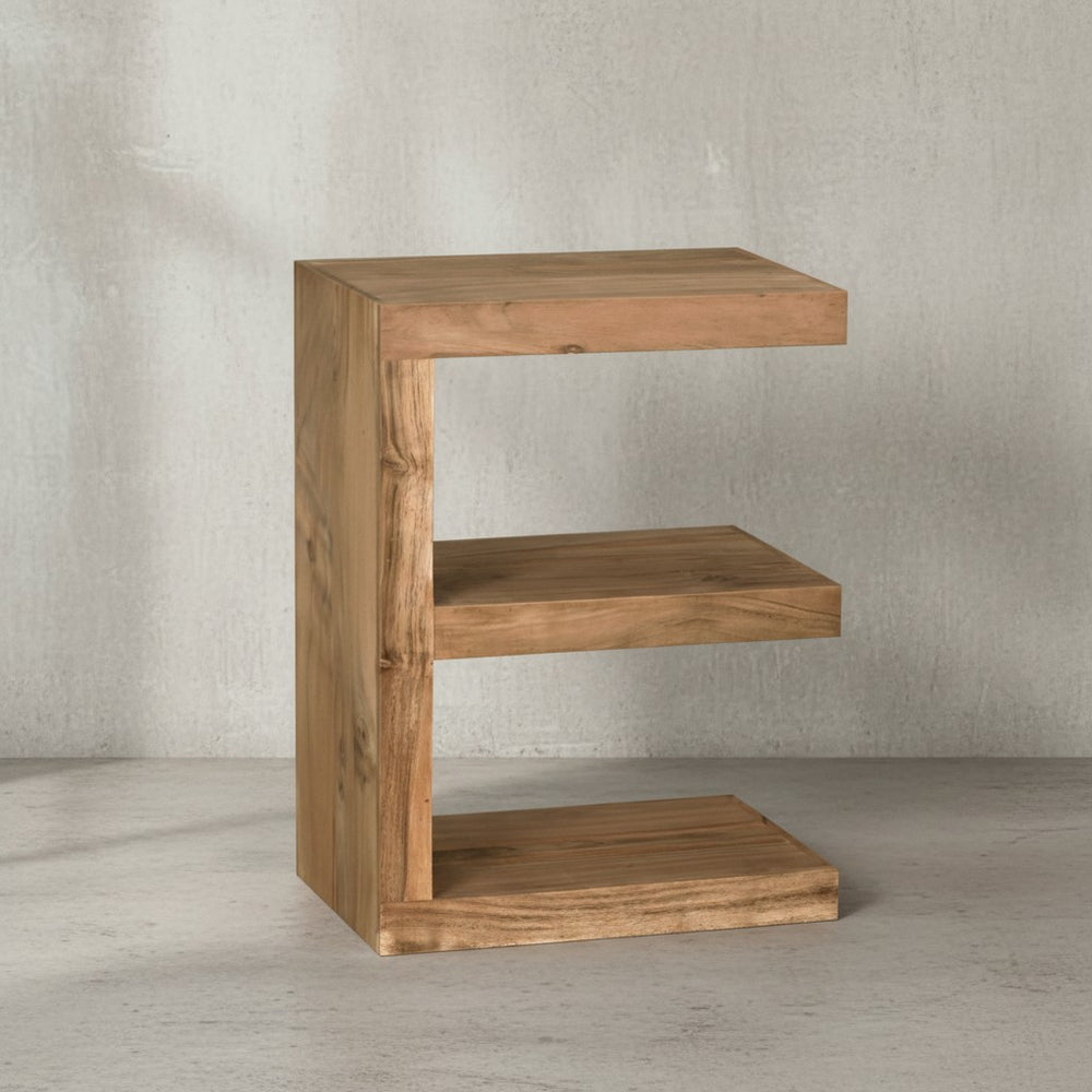 Beistelltisch &quot;E&quot; Cube NAKO_ Akazienholz_ E-Konstruktion_ 45x30 cm_ 60 cm Höhe_ handgefertigt - KADIMA DESIGN_Farbe_ Beige_ Größe_ 45x30x60 cm_