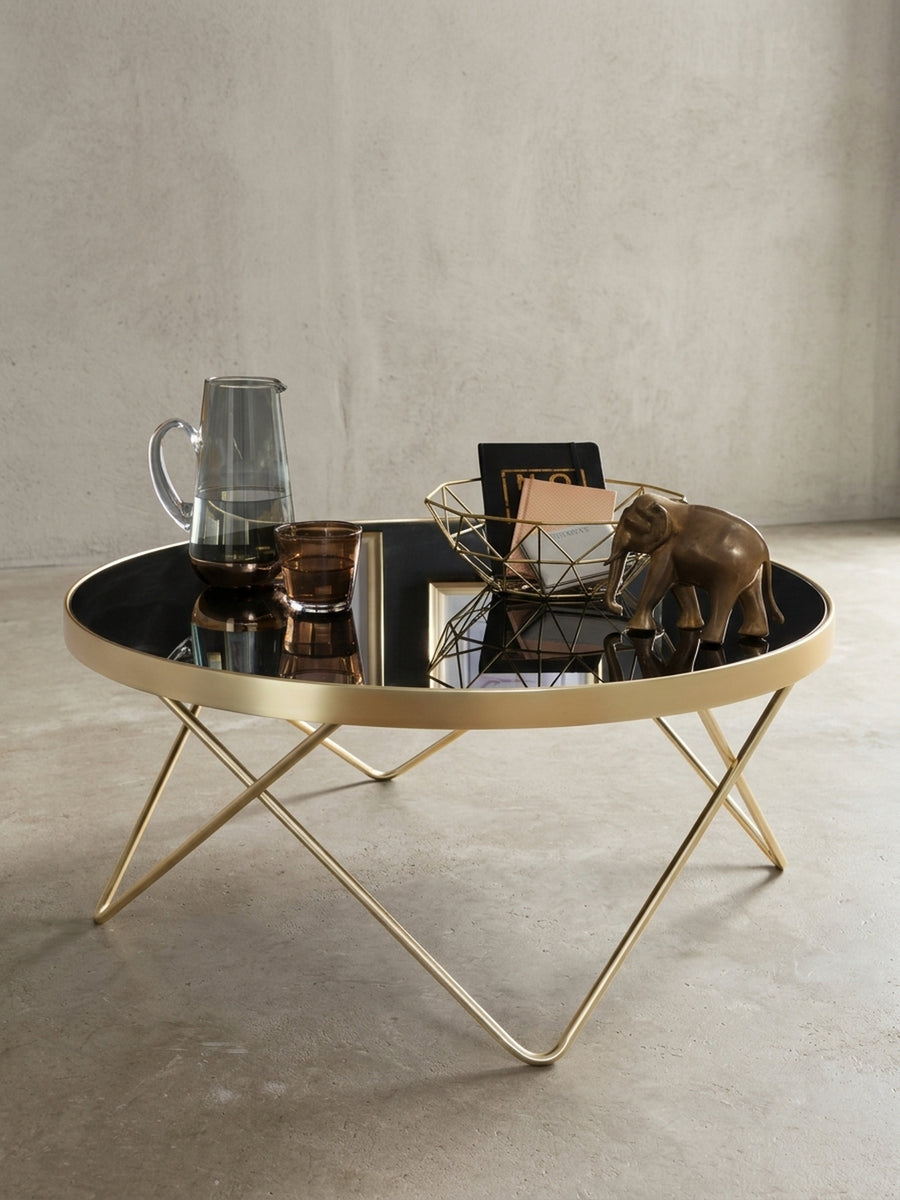 Design Beistelltisch Schwarz Gold