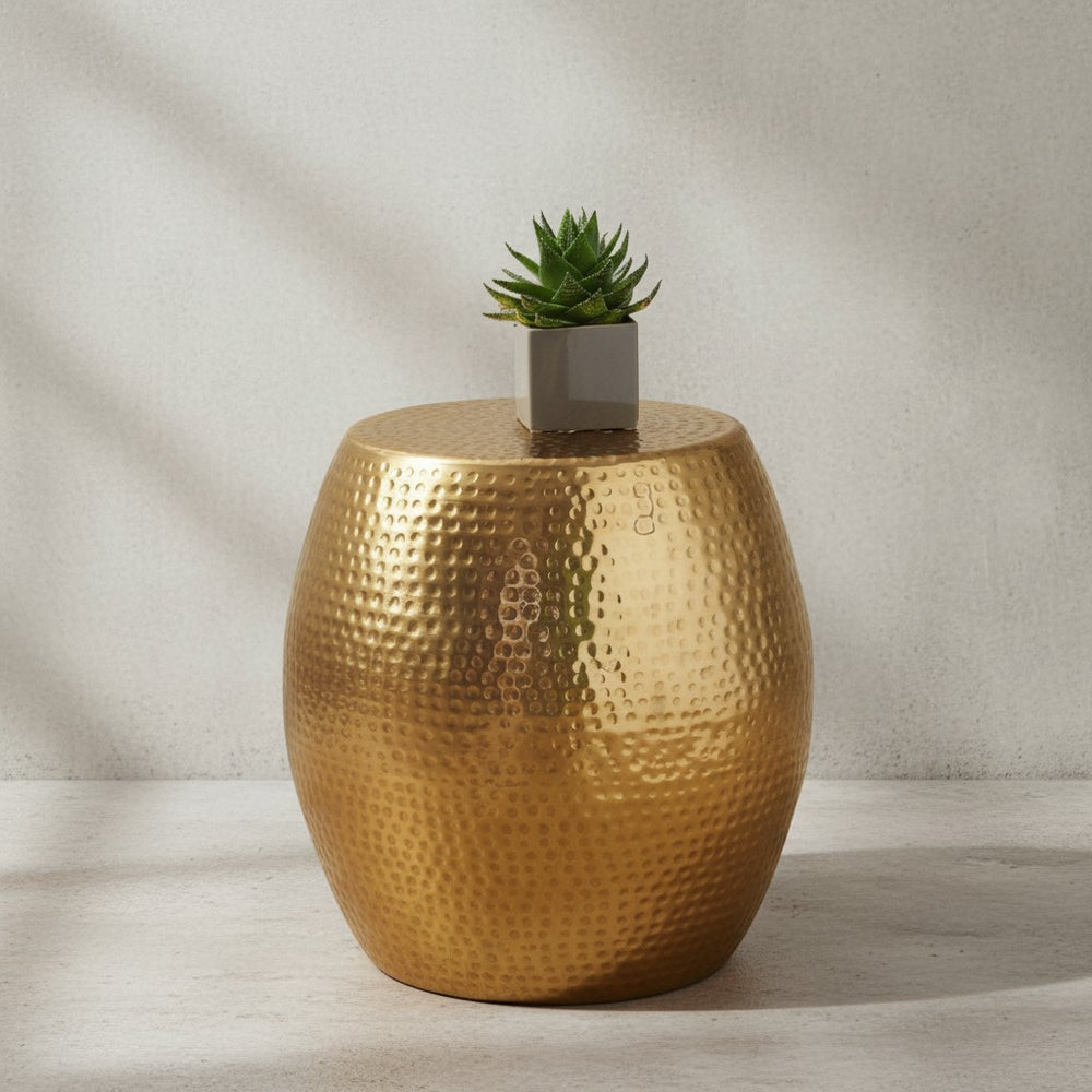 Beistelltisch ENNS_ Orientalisch_ Hammerschlag-Struktur_ Aluminium_ 42x42x42 cm - KADIMA DESIGN_Farbe_ Gold_ Größe_ 42x42x42 cm_