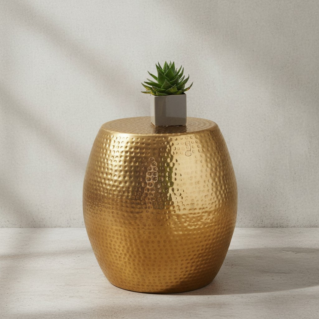 Beistelltisch ENNS_ Orientalisch_ Hammerschlag-Struktur_ Aluminium_ 42x42x42 cm - KADIMA DESIGN_Farbe_ Gold_ Größe_ 42x42x42 cm_