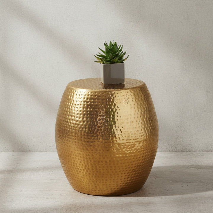 Beistelltisch ENNS_ Orientalisch_ Hammerschlag-Struktur_ Aluminium_ 42x42x42 cm - KADIMA DESIGN_Farbe_ Gold_ Größe_ 42x42x42 cm_