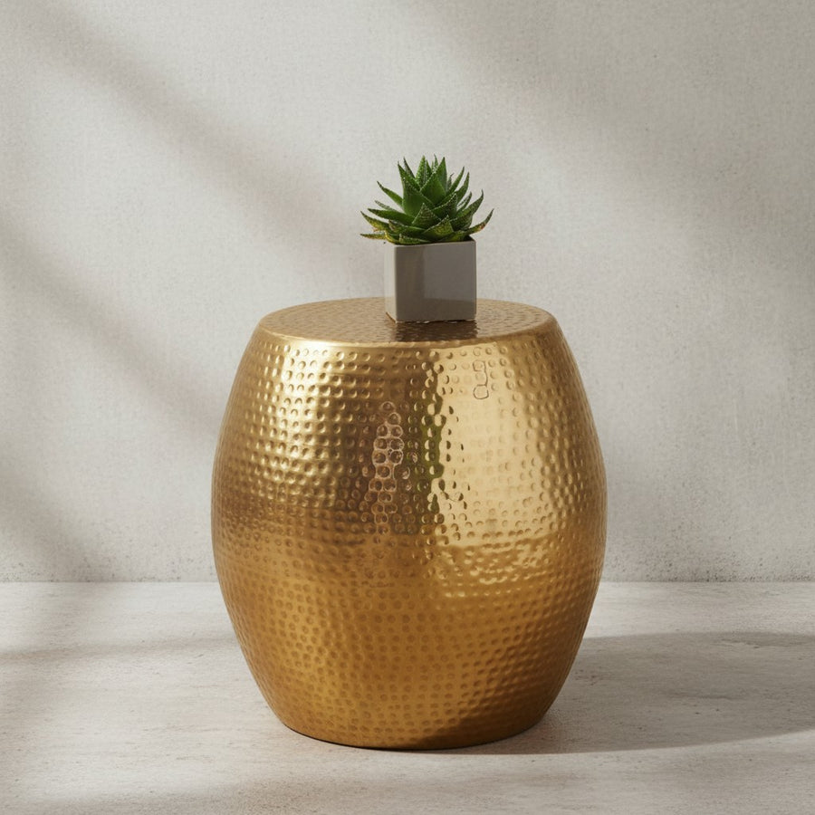 Beistelltisch ENNS_ Orientalisch_ Hammerschlag-Struktur_ Aluminium_ 42x42x42 cm - KADIMA DESIGN_Farbe_ Gold_ Größe_ 42x42x42 cm_