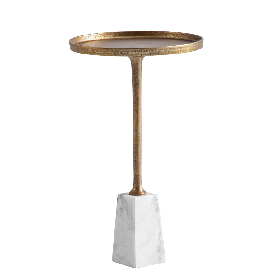 Beistelltisch – Rund Marmor Weiß Gold Metall 34x34x58 cm