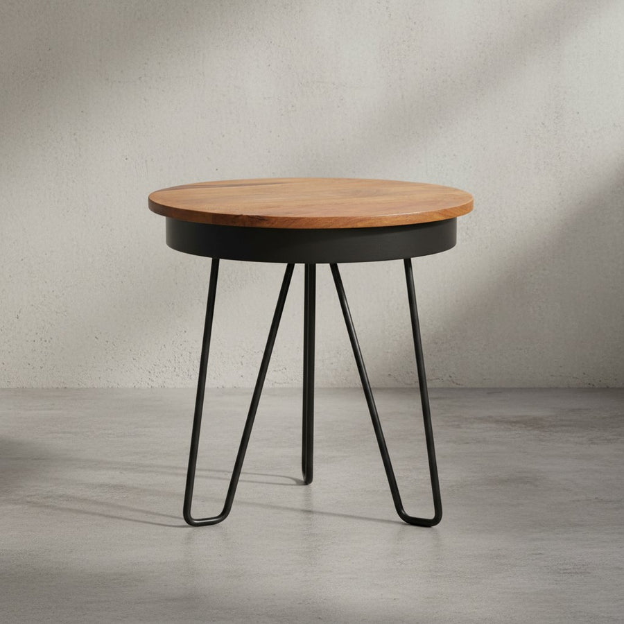 Sheeshamholz Metall Beistelltisch im Industrial-Stil_ vielseitig einsetzbar_ stabil - KADIMA DESIGN_Größe_ 43x43x45 cm_