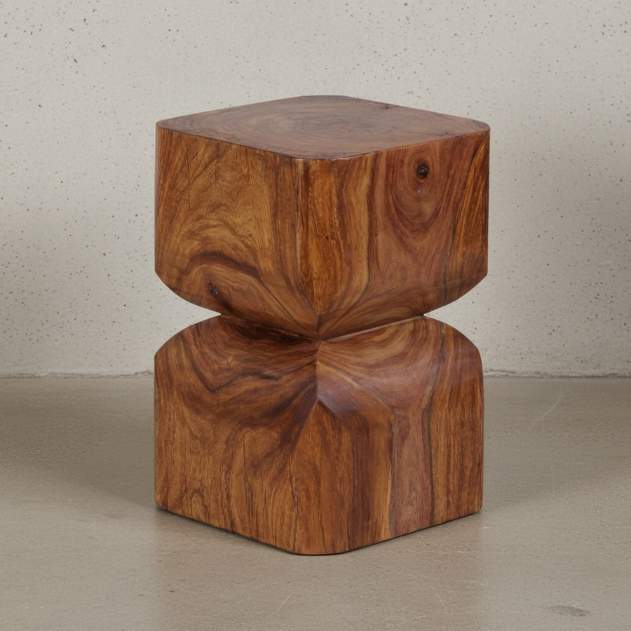 Rustikaler Sheesham Beistelltisch_ Natürliches Design_ 30x45x30 cm - Abgerundete Ecken - KADIMA DESIGN_Größe_ 30x30x45 cm_