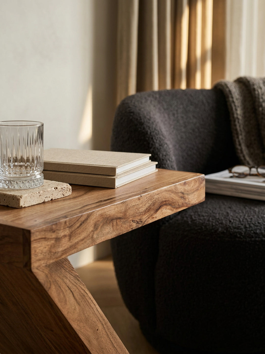 Beistelltisch Massivholz Z-Form Handgefertigt