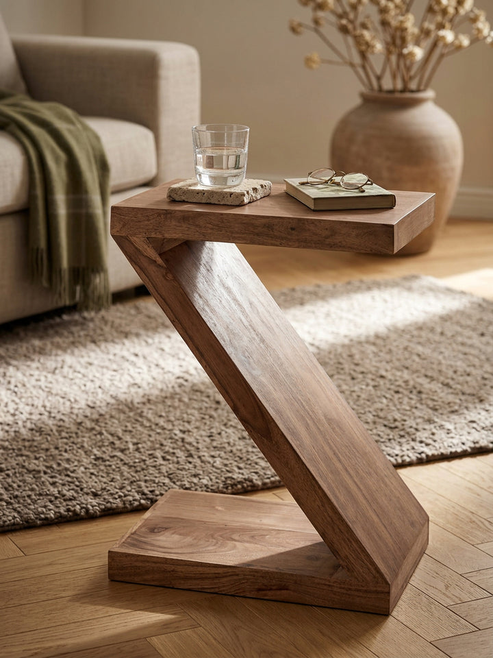 Beistelltisch Massivholz Z-Form Handgefertigt