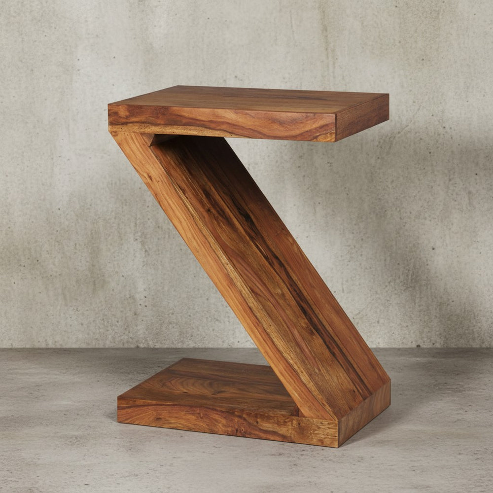 Beistelltisch &quot;Z&quot; Cube_ Akazie/Sheesham_ Z-Form_ 44x59x30 cm_ handgefertigt_ vielseitig nutzbar - KADIMA DESIGN_Farbe_ Braun_ Größe_ 44x30x59 cm_