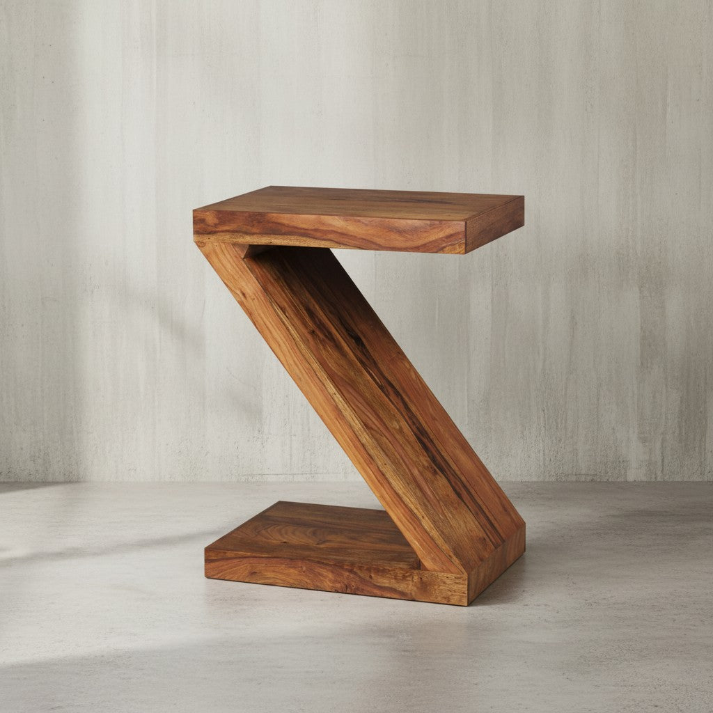 Beistelltisch &quot;Z&quot; Cube_ Akazie/Sheesham_ Z-Form_ 44x59x30 cm_ handgefertigt_ vielseitig nutzbar - KADIMA DESIGN_Farbe_ Braun_ Größe_ 44x30x59 cm_