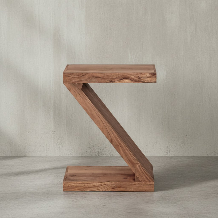 Beistelltisch &quot;Z&quot; Cube_ Akazie/Sheesham_ Z-Form_ 44x59x30 cm_ handgefertigt_ vielseitig nutzbar - KADIMA DESIGN_Farbe_ Beige_ Größe_ 44x30x59 cm_