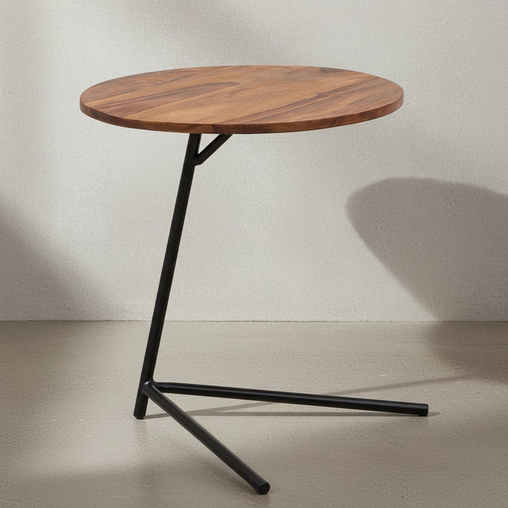 Industrial Beistelltisch Sheeshamholz und Metall_ Große Tischplatte_ Trendiger Look - KADIMA DESIGN_Größe_ 40x40x46 cm_