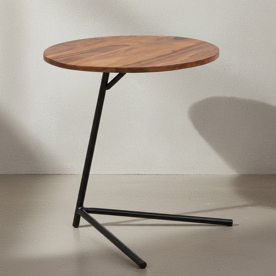 Industrial Beistelltisch Sheeshamholz und Metall_ Große Tischplatte_ Trendiger Look - KADIMA DESIGN_Größe_ 40x40x46 cm_