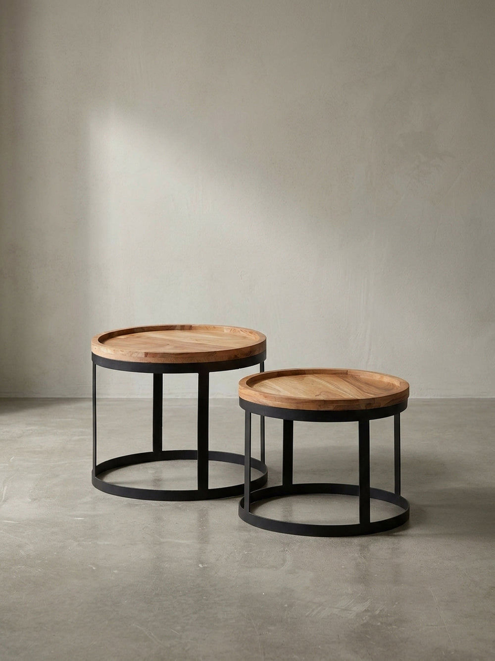 Satztische Akazie Massivholz natur 53x53x45 cm für Wohnzimmer Design Möbel modern hochwertig stilvoll robust langlebig Wohnen Einrichtung Interior Zuhause elegant Premium zeitgenössisch_