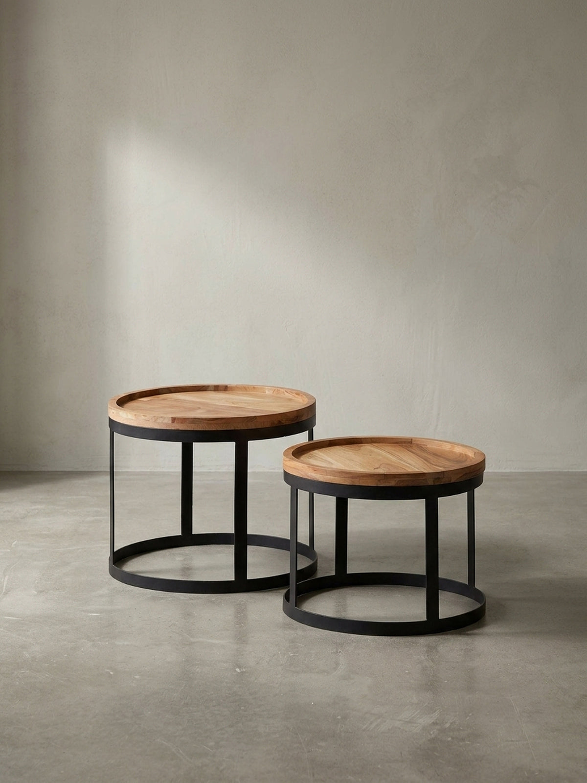 Satztische Akazie Massivholz natur 53x53x45 cm für Wohnzimmer Design Möbel modern hochwertig stilvoll robust langlebig Wohnen Einrichtung Interior Zuhause elegant Premium zeitgenössisch_