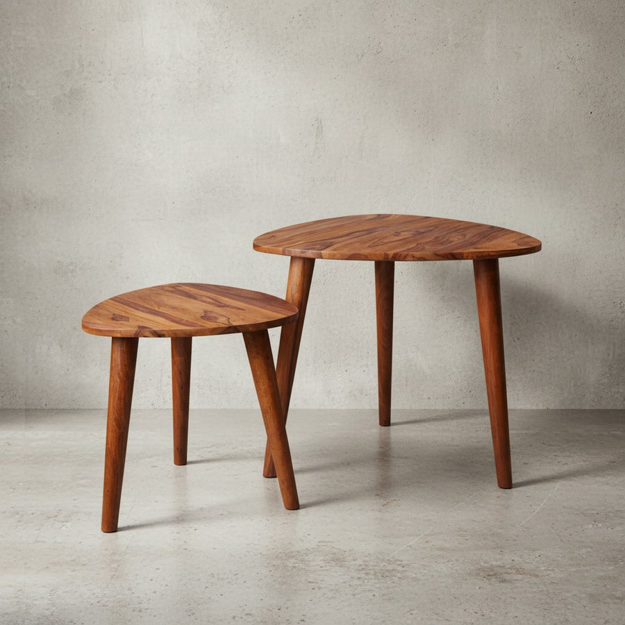 Rustikales Sheesham Holz Beistelltisch Set_ 2 Stück_ Landhausstil_ stabil - KADIMA DESIGN_Größe_ 60x60x54 cm_