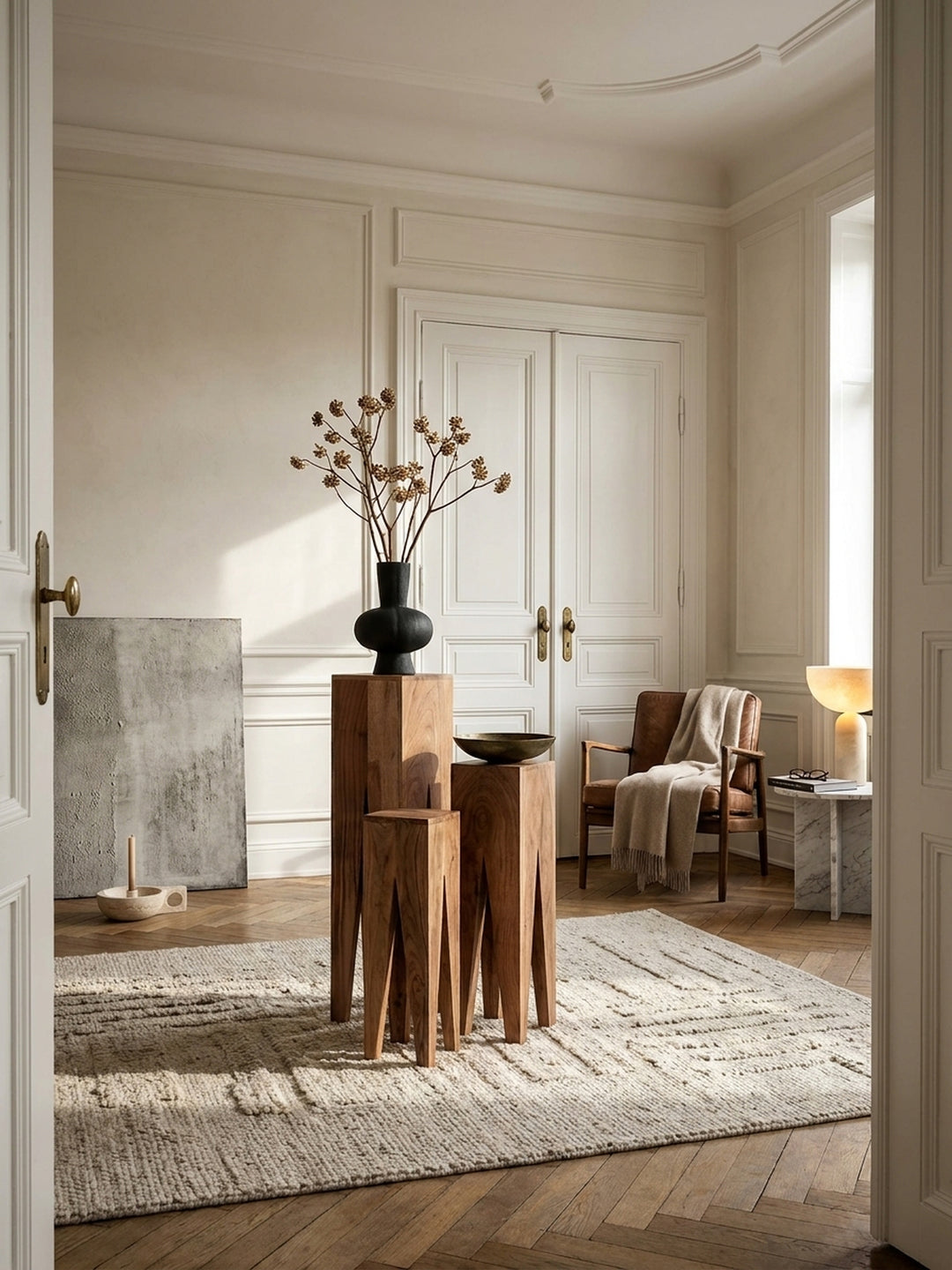 Satztische Akazie Massivholz natur 25x25x100 cm in modernem Wohnzimmer Einrichtung Design Möbel mit Ablagefach hochwertig modern stilvoll einrichten Wohnen Interior Zuhause elegant Premium_