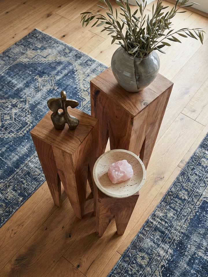 Satztische Akazie Massivholz natur 25x25x100 cm Wohnidee Wohnzimmer Einrichtungsidee stilvoll kombinieren mit Ablagefach Design Möbel Inspiration Wohnen Interior Zuhause modern hochwertig_