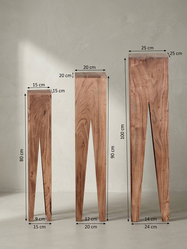 Satztische Akazie Massivholz natur Design modern mit Ablagefach 25x25x100 cm Möbel Einrichtung Wohnzimmer stilvoll zeitgenössisch elegant Wohnen Interior Zuhause hochwertig Premium robust_