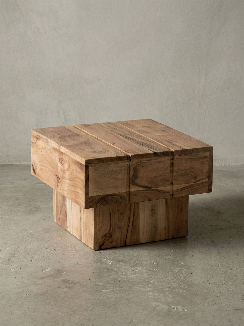 Beistelltische Akazie Massivholz natur 44x44x30 cm - Frontalansicht Studiofoto Produktfoto KADIMA DESIGN freisteller online kaufen Premium Design Möbel_