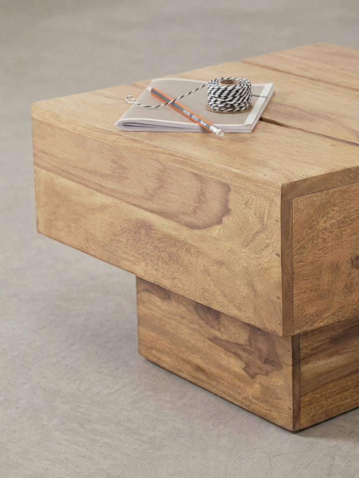 Beistelltische Akazie Massivholz natur 44x44x30 cm - Gesamtansicht Studiofoto Produktfoto KADIMA DESIGN freisteller online kaufen Premium Design Möbel_