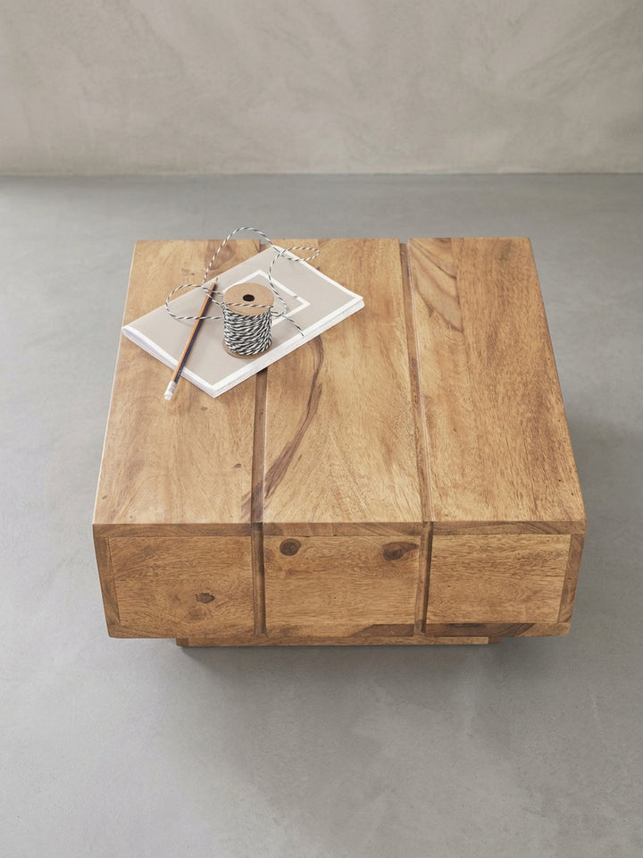 Beistelltische Akazie Massivholz natur 44x44x30 cm - Nahaufnahme Studiofoto Produktfoto KADIMA DESIGN freisteller online kaufen Premium Design Möbel_