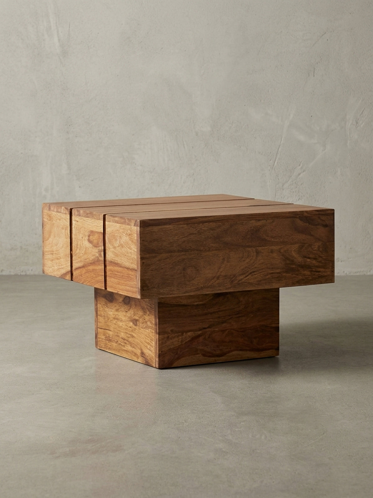 Maßzeichnung Beistelltische Akazie Massivholz - Abmessungen 44x44x30 cm Technische Zeichnung Produktmaße Größenangaben KADIMA DESIGN
