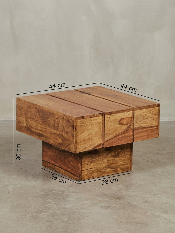 Beistelltische Akazie Massivholz natur 44x44x30 cm - Rückansicht Studiofoto Produktfoto KADIMA DESIGN freisteller online kaufen Premium Design Möbel_