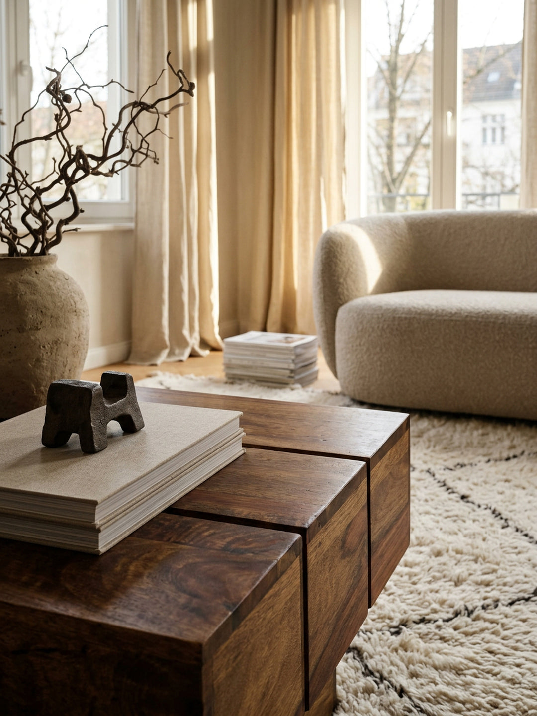 Beistelltisch SAAR_ Massivholz_ 44x44x30 cm_ handgefertigtes Unikat_ Sheesham/Akazie - KADIMA DESIGN_Farbe_ Braun_ Größe_ 44x44x30 cm_