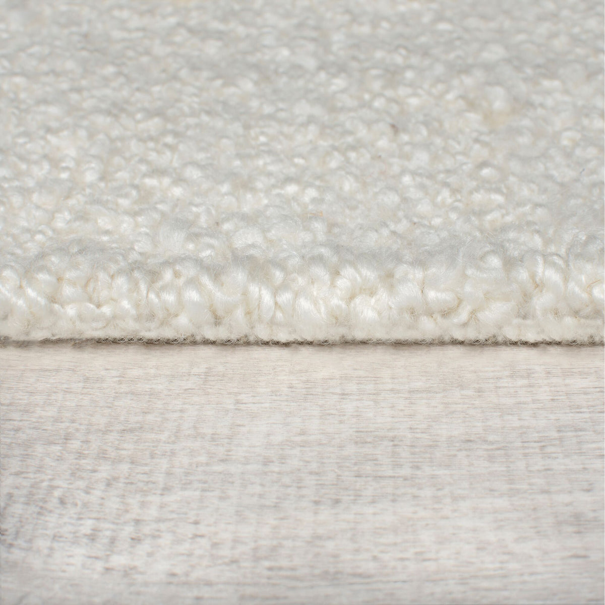 Bouclé Teppich Abstrakt Linear Beige-Natur  - Handgewebt aus Wolle und Baumwolle Rechteckig