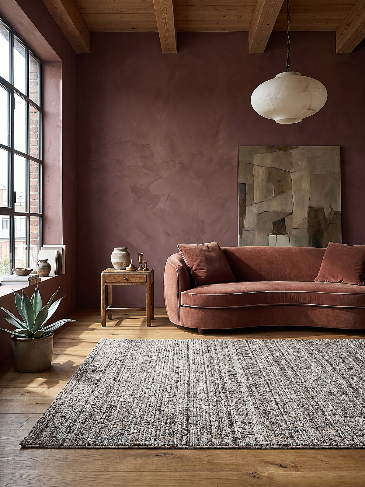 Teppich Greige rechteckig Editorial Styling_