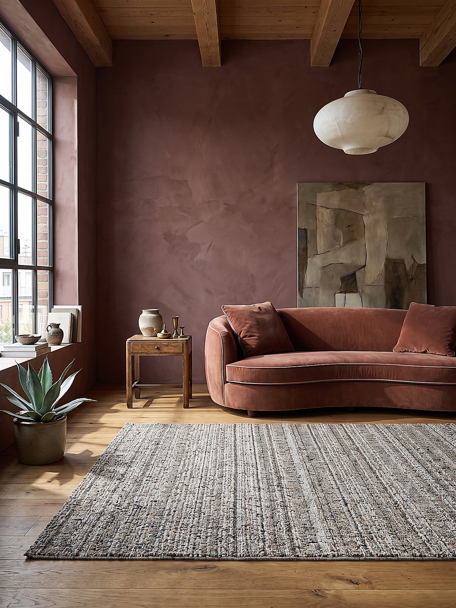 Teppich Greige rechteckig Editorial Styling_