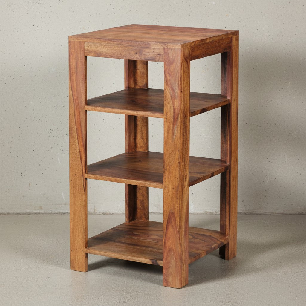 Massivholz Bücherregal_ Mehrzweck-Stauraum_ Sheesham_ 3-4 Böden_ handgefertigt_ pflegeleicht - KADIMA DESIGN_Größe_ 44x44x80 cm_
