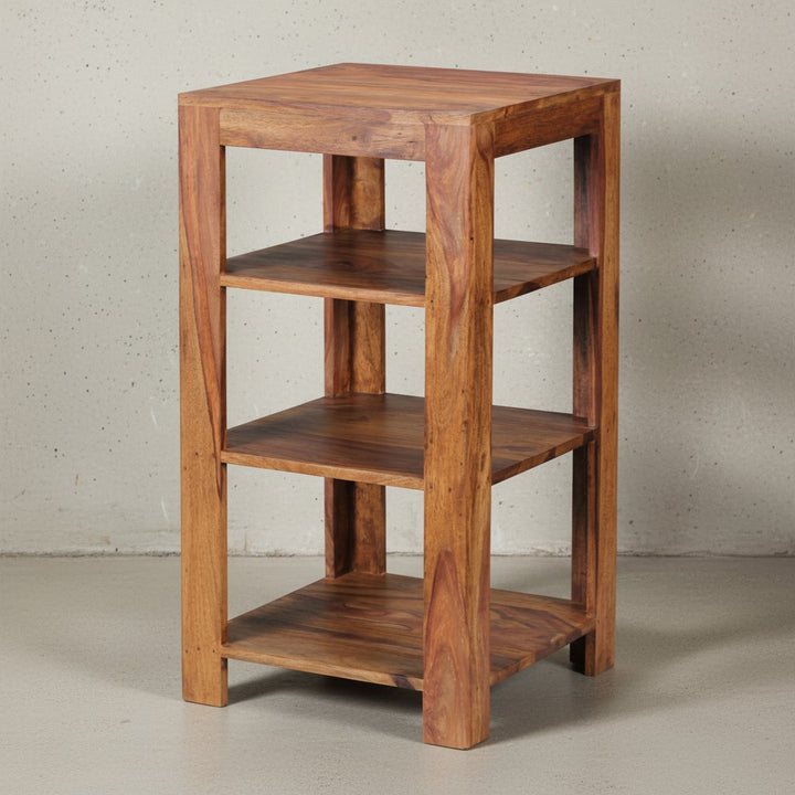 Massivholz Bücherregal_ Mehrzweck-Stauraum_ Sheesham_ 3-4 Böden_ handgefertigt_ pflegeleicht - KADIMA DESIGN_Größe_ 44x44x80 cm_