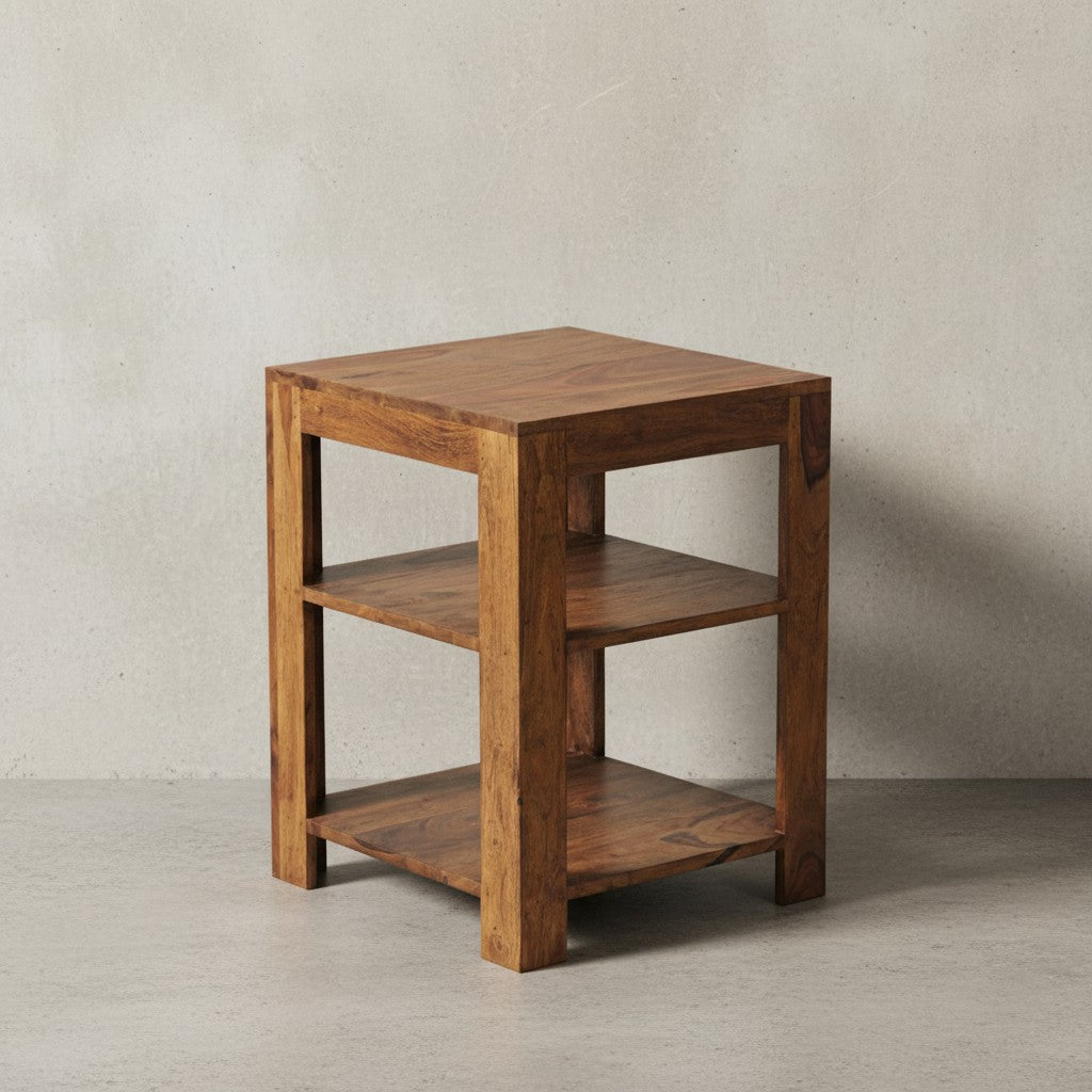 Massivholz Bücherregal_ Mehrzweck-Stauraum_ Sheesham_ 3-4 Böden_ handgefertigt_ pflegeleicht - KADIMA DESIGN_Größe_ 44x44x60 cm_