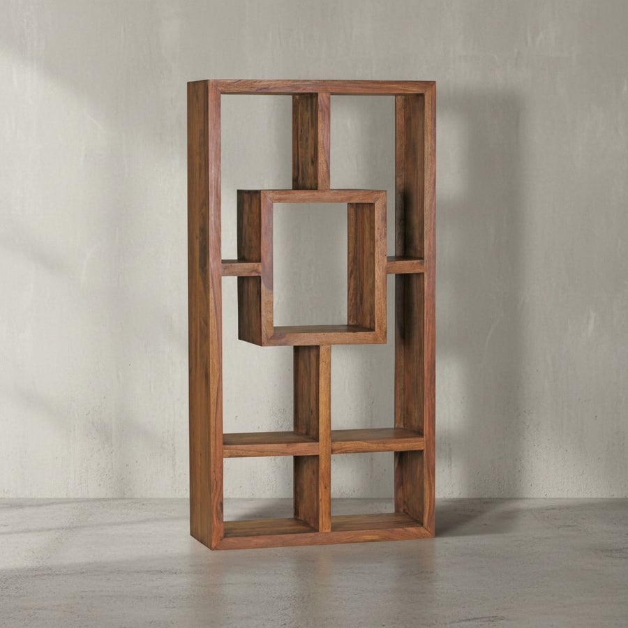 Bücherregal NAKO Sheesham-Holz_ 90x180 cm_ Landhaus-Stil_ Ablagefächer - KADIMA DESIGN_Größe_ 90x35x180 cm_