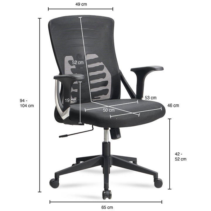 Computerstuhl höhenverstellbar 42-52cm - atmungsaktiver Netzrücken und ergonomische Armlehnen von Kadima Design_