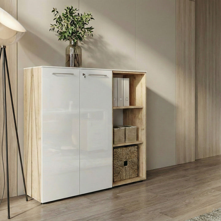 Büro-Set 2-teilig | 120cm hoch | Kommode x Regal