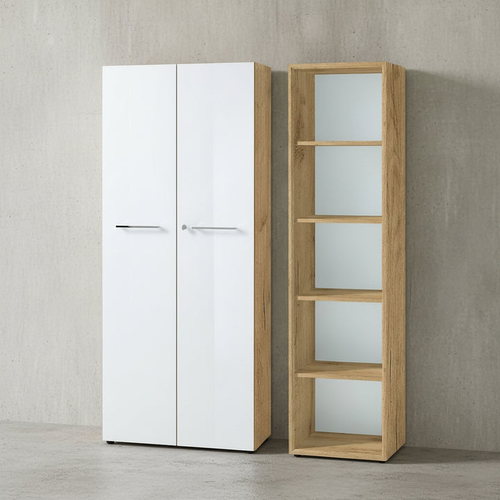 Büro-Set 2-teilig - Schrank Regal 5 OH - Glas Front Modern_