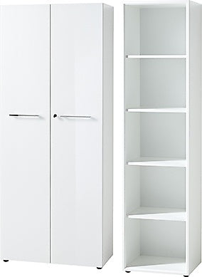 Büro-Set MUENCHEN 2-teilig | Schrank &amp;amp; Regal 5 OH | Glas Front &amp;amp; Abschließbar