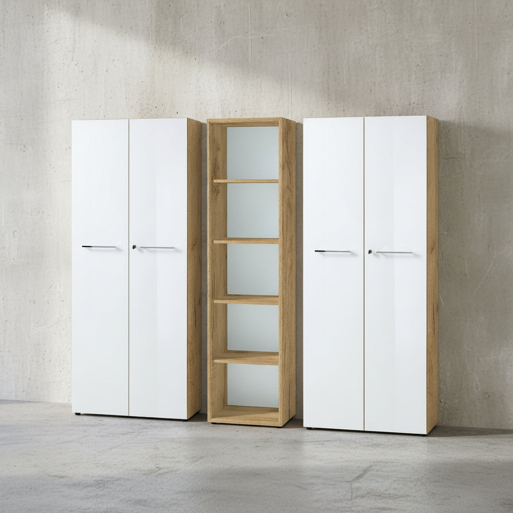 Büro-Set 2 Schränke & Regal - 210cm breit - Glasfront_