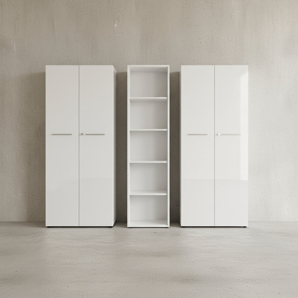 Büro-Set 2 Schränke &amp; Regal - 240cm breit - Glasfront_