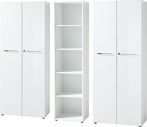 Büro-Set MUENCHEN 3-teilig | 240cm breit Glasfront | 2 Schrank Abschließbar &amp; Regal