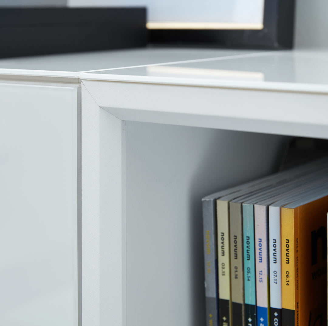 Büro-Set Schreibtisch Schrank Container Glasfront Modern_