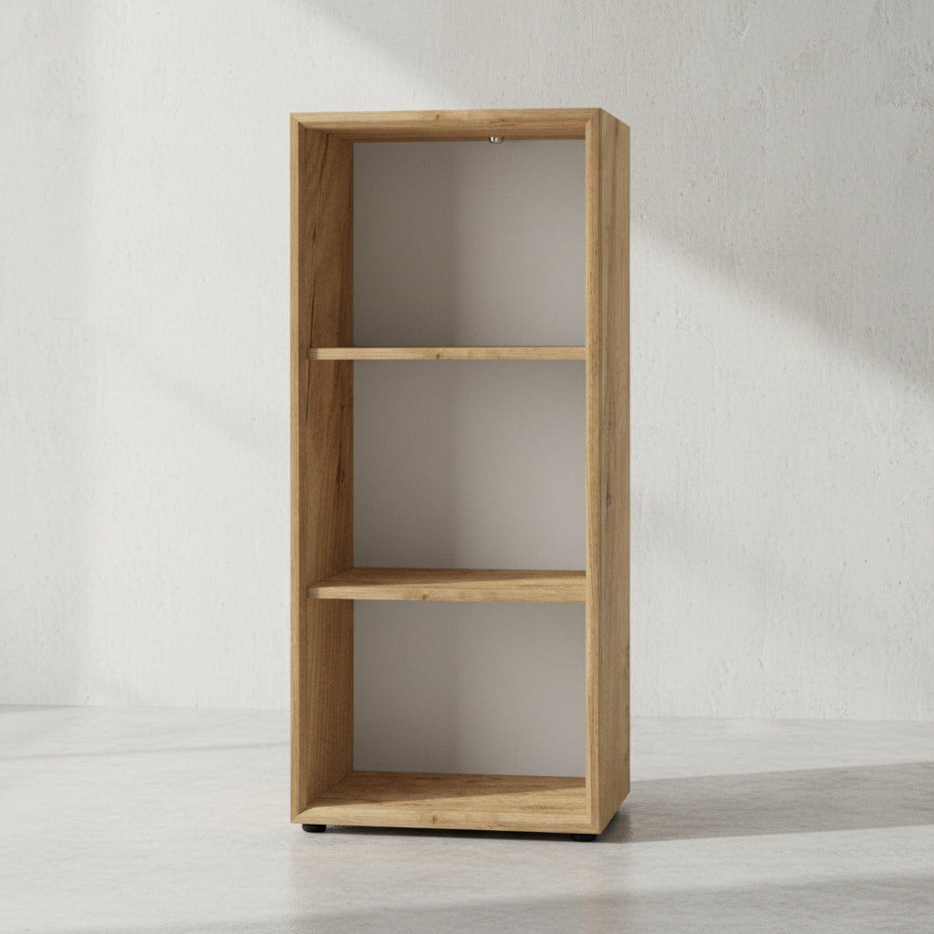 Büro-Set MUENCHEN 5-teilig | Glasfront Abschließbar | Schreibtisch - Container - 2 Schränke - Regal | Chalet-Eiche-Nb./Weiß_