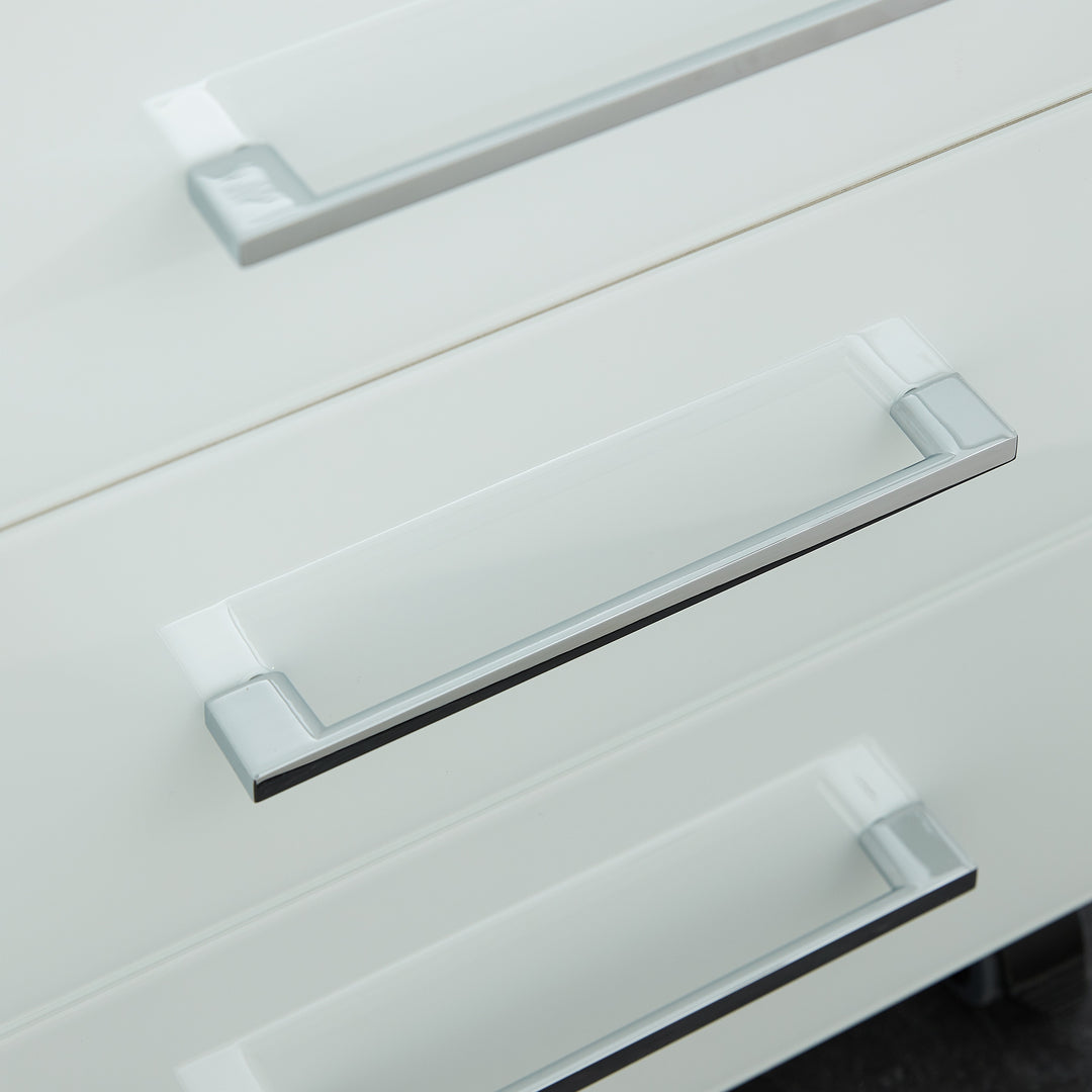 Büro-Set MUENCHEN 5-teilig weiß | Glasfront Abschließbar | Schreibtisch - Container - 2 Schränke - Regal_