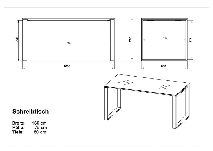 Büro-Set 5-teilig - Glasfront Soft-Close Modern Büromöbel_