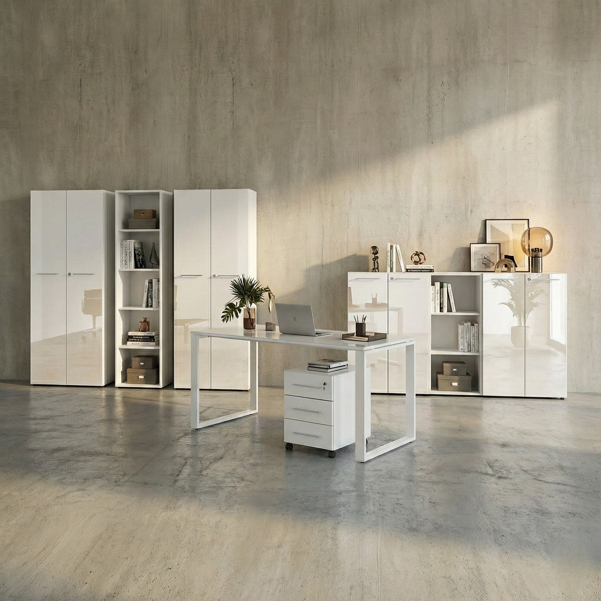 Büro-Set 8-tlg - Glas Abschließbar Modern Büromöbel