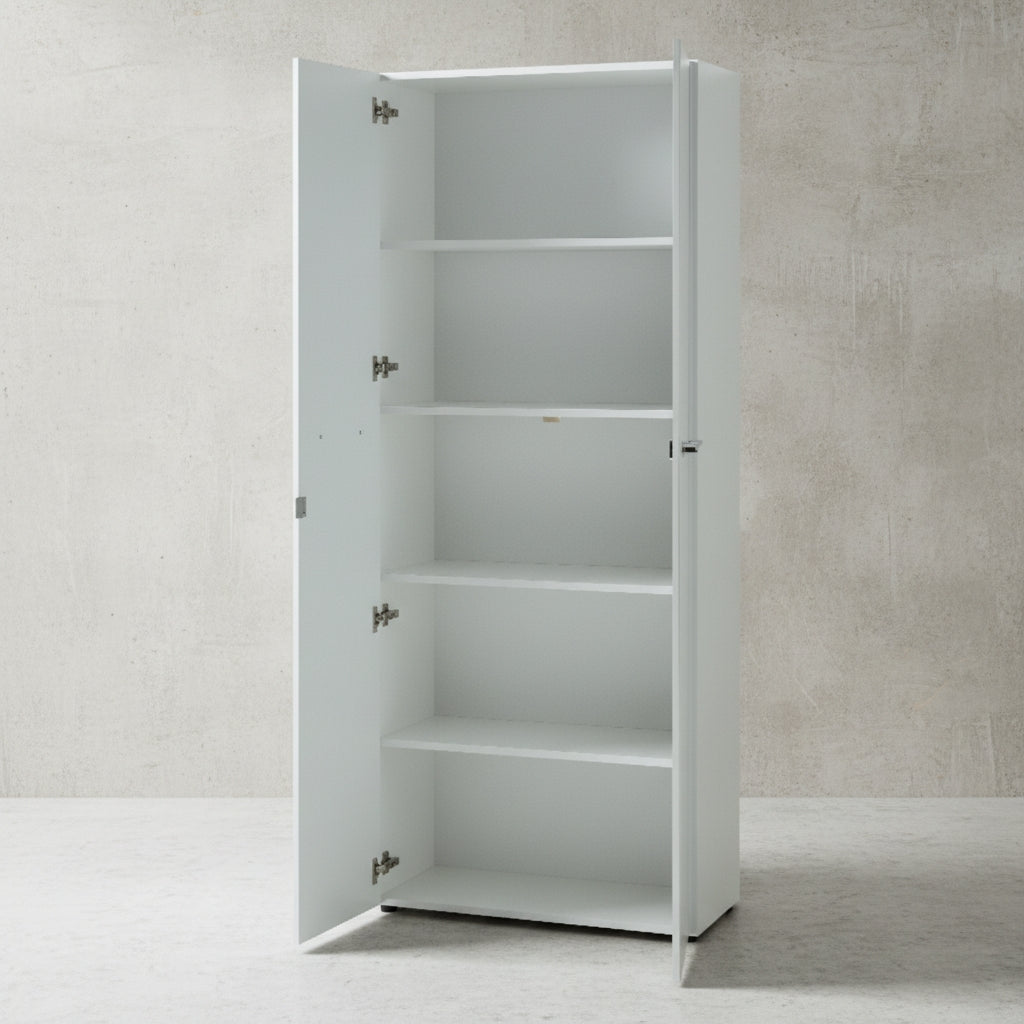 Büro-Set MUENCHEN 8-teilig Weiß | Glas & Abschließbar & Soft-Close
