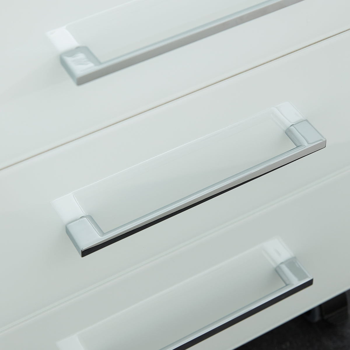 Büro-Set 8-tlg Komplettbüro MUENCHEN Weiß | Schreibtisch - 6 Schränke - Container | Glasfront Soft-Close Abschließbar | Made in Germany | Kadima Design