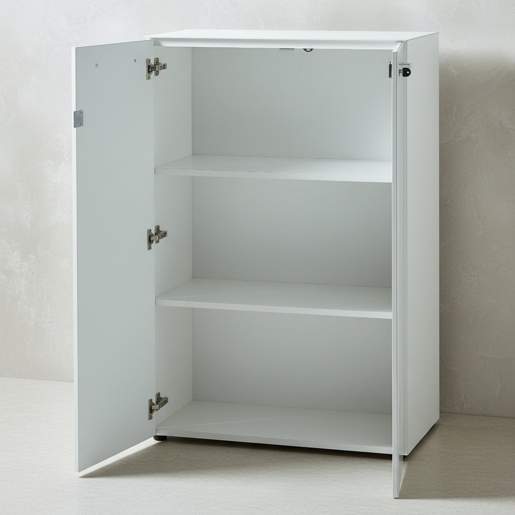 Büro-Set MUENCHEN 8-teilig Weiß | Glas & Abschließbar & Soft-Close
